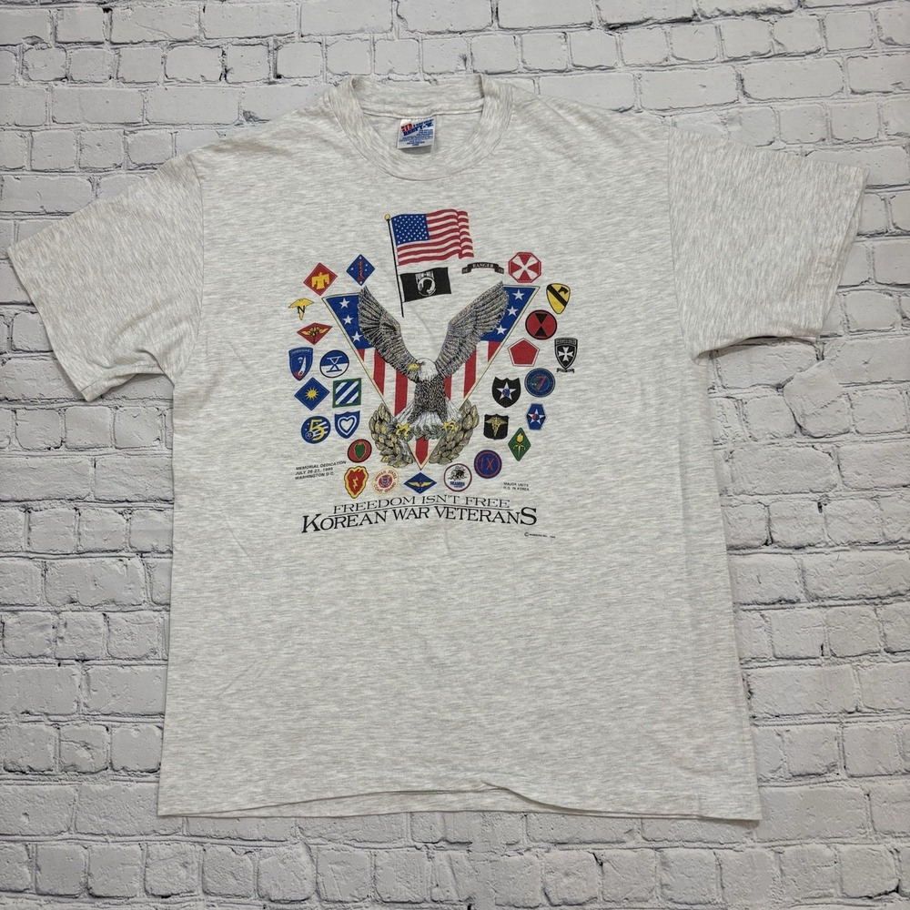 Vtg 90s Korean War Veterans Memorial Dedication Shirt Size Large Warriors Inc